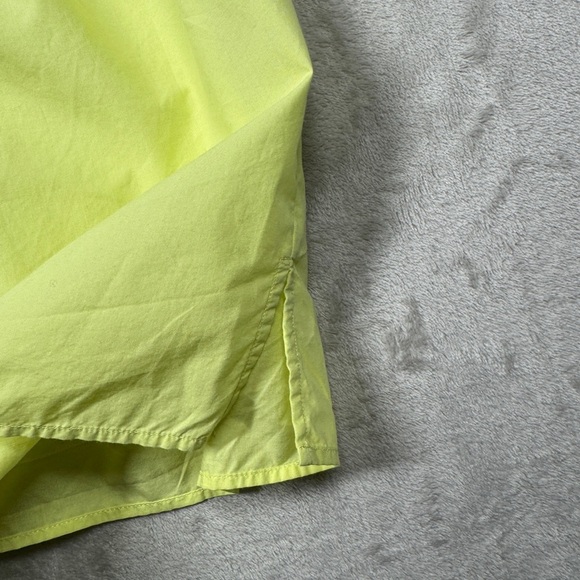 J.Crew Puff Sleeve Cotton Poplin Popover Button Neckline Neon Yellow Blouse 2 - Picture 5 of 10
